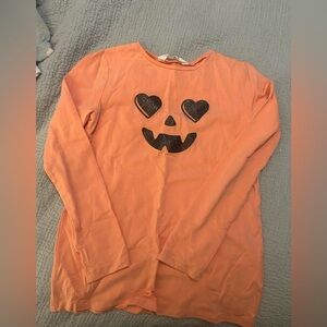 H&M Orange Pumpkin Face Long Sleeve Tee